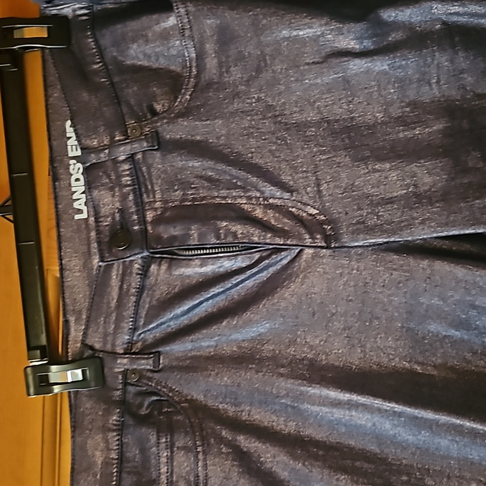 Lands End Ankle Jeans - Metallic Blue 16W